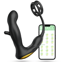 Load image into Gallery viewer, Hollow Flapping Vibrating Silicone Prostate Massager with Cock Ring