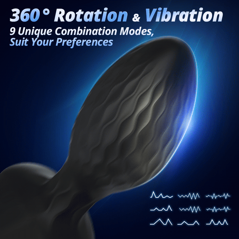 LED Light 360° Rotation & Vibration Remote Control Anal Plug For Solo or Couple