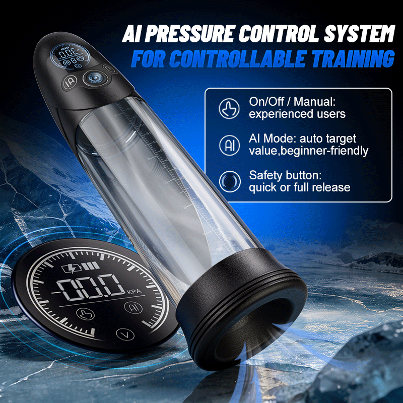 BathFun Pro - AI Pressure-Controlled 9 Vacuum Training LCD Real-Time Pressure Display 58dB Penis Pump