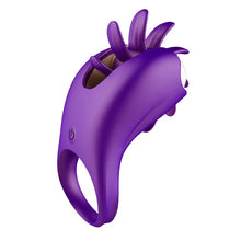 Load image into Gallery viewer, Rotating magic tongue vibration ring men's penis ring lock essence ring rechargeable vibration ring flirting