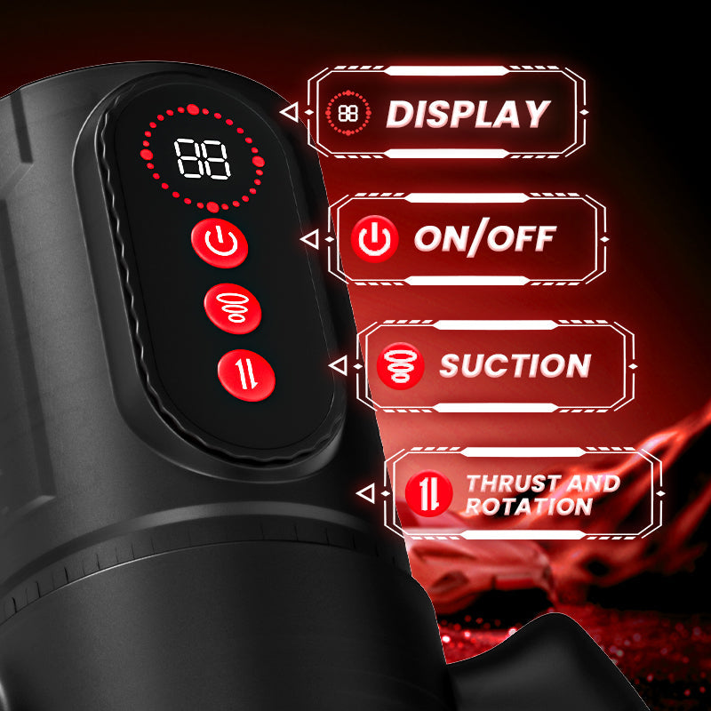 Terminator 9 Telescopic Rotating Sucking with Handle Male Stroker