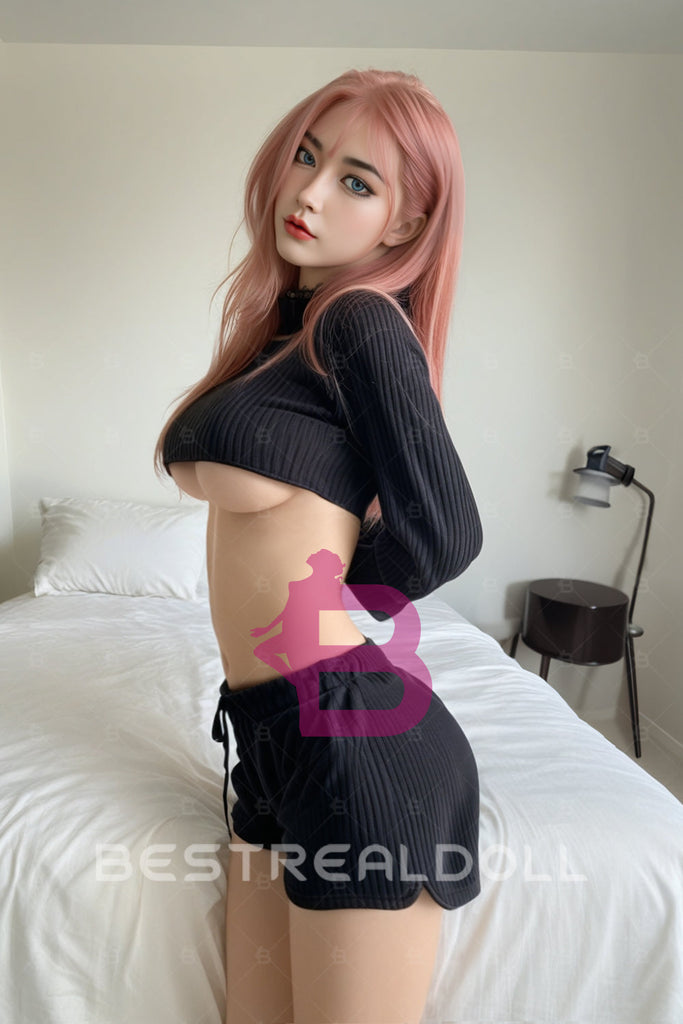 US Stock - Lisa Plus 160cm #310 Pink Hair Realistic Sex Doll Silicone Head TPE Body Big Boobs Adult Love Doll