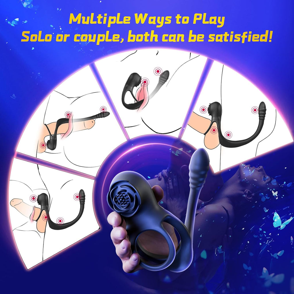 Double Penis Ring Stimulate Erection 10X Vibrating Cock Ring