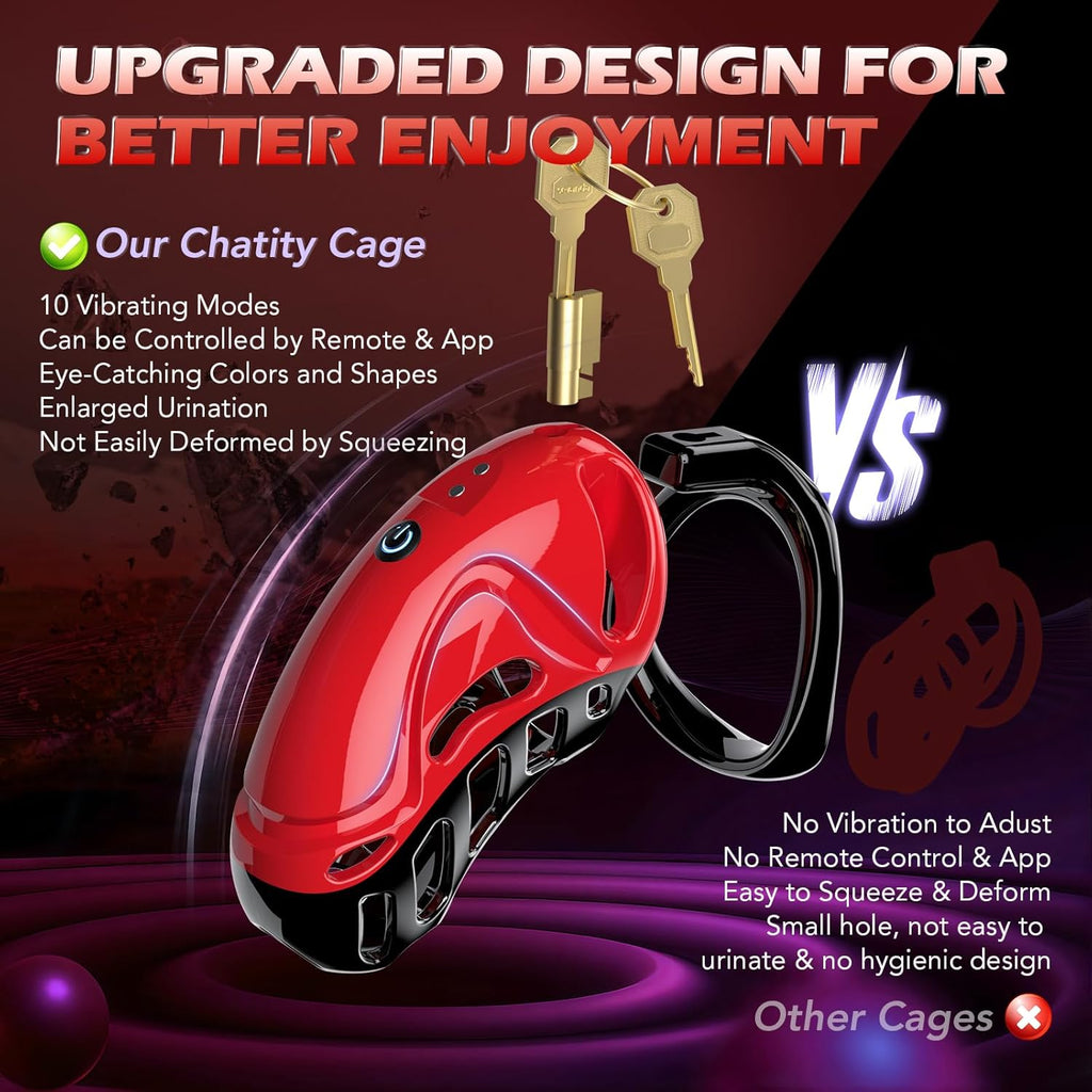 APP Remote Control Male Chastity Devices Sissy Cock Cage with 10 Vibrations