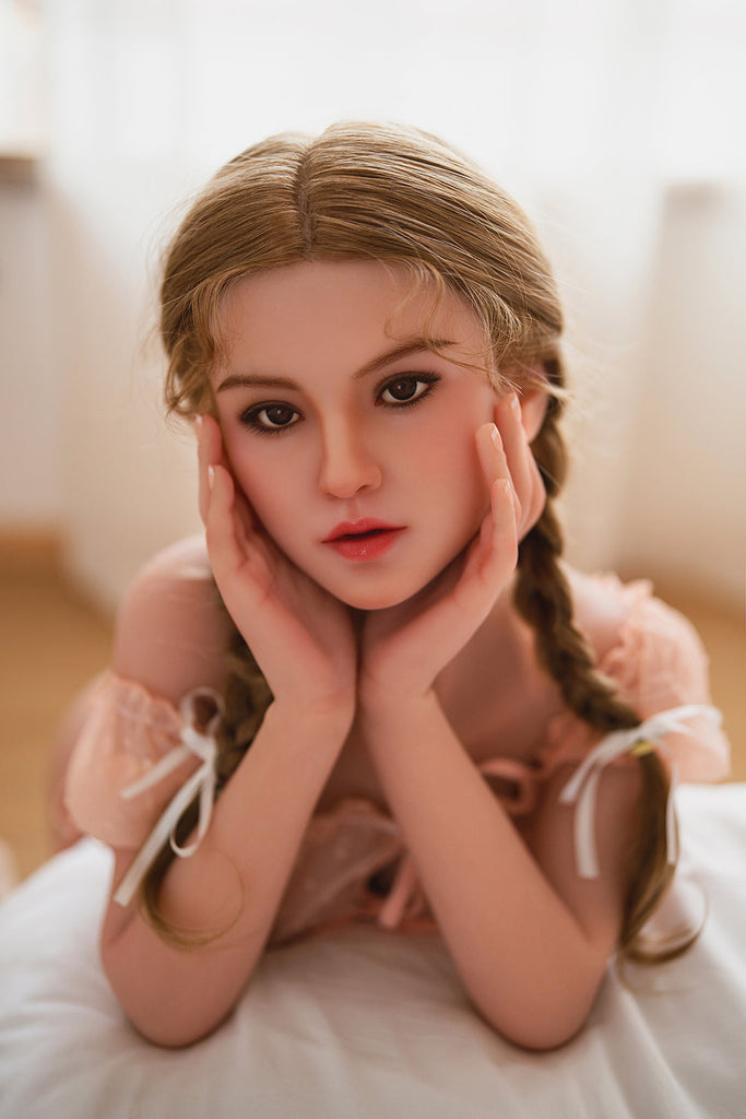US Stock - Sabriel 150cm M46 Small Boobs ROS Silicone Head Sex Doll TPE Body Adult Oral Sex Love Doll with Movable Jaw (Free 2ND Head)