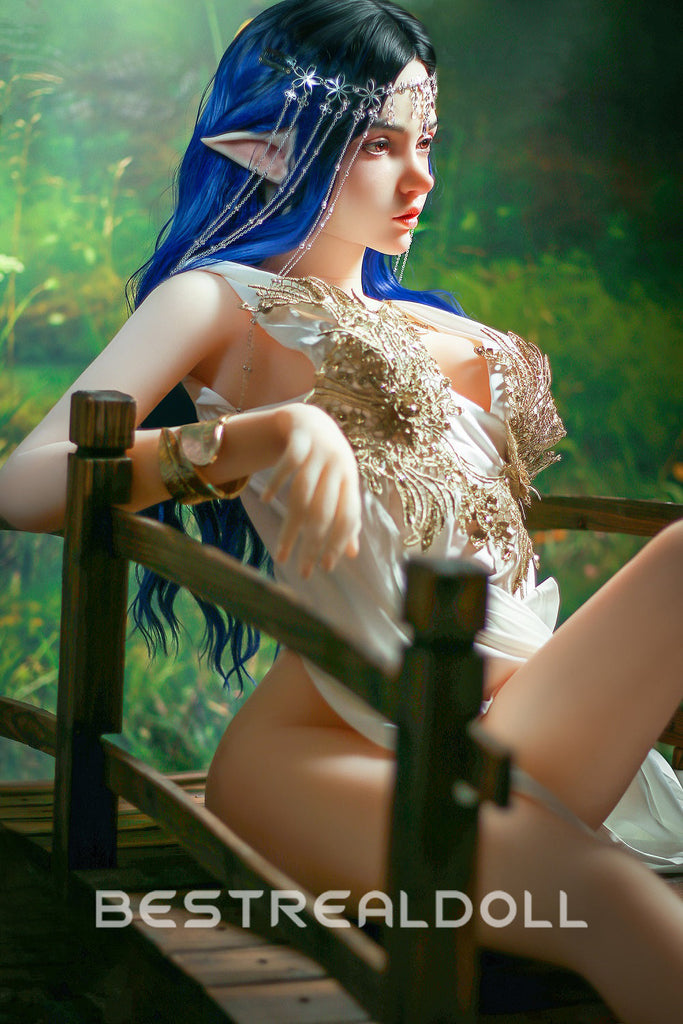 US Stock - Keely 160cm Silicone ROS Head Elf Sex Doll TPE Body M8 Samll Boobs Oral Sex Movable Jaw Adult Love Doll